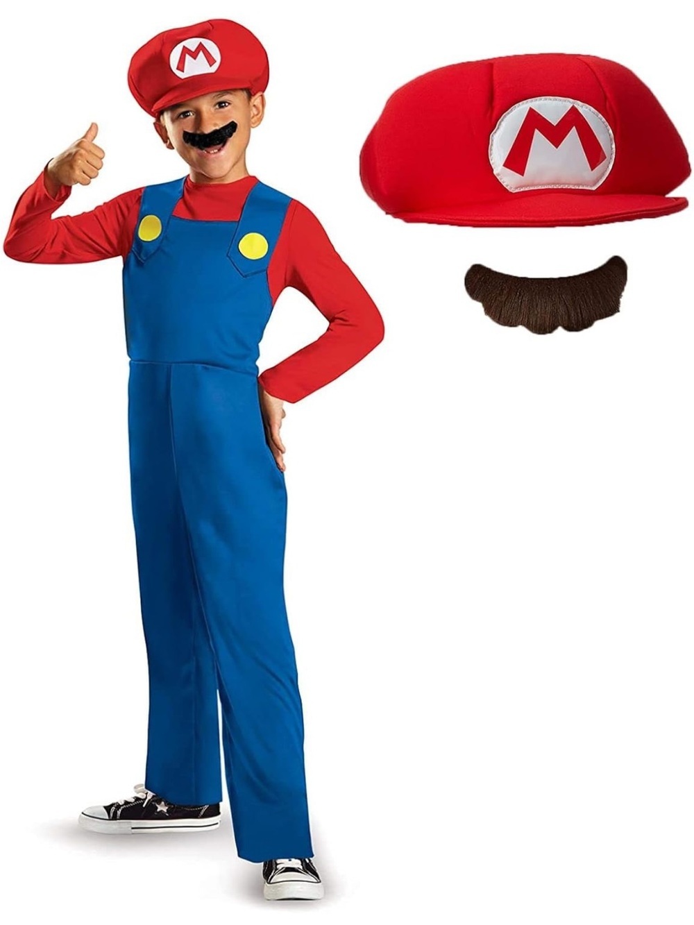 Kids Red & Blue Plumber Costume with Cap NO mustache